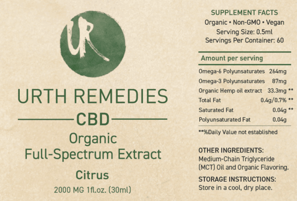 CBD Tincture - Organic Full-Spectrum Extract | Citrus | 1000MG - 2000MG - Image 6